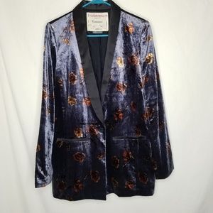 Anthropologie velvet floral blazer, jacket